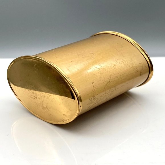 RARE MCM Bolster Powder Compact, Elegant Brushed Gold Tone Glam with Mirror - Picture 4 of 5